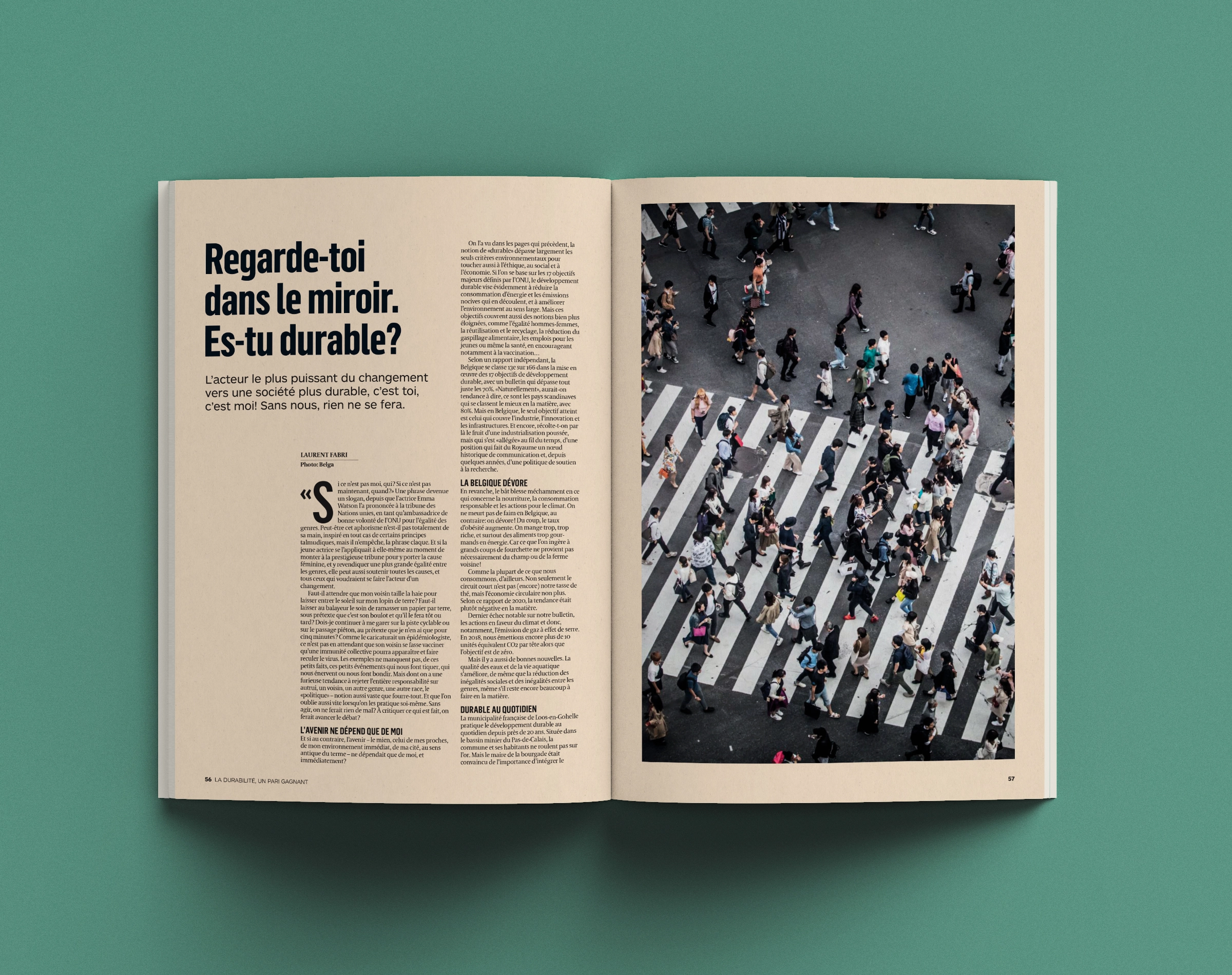 Double page pour le magazine La durabilité, un pari gagnant, supplément du journal L'Echo.